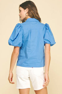 BUBBLE SLEEVE BLOUSE TOP - 5707TB: FAIRY RED / S