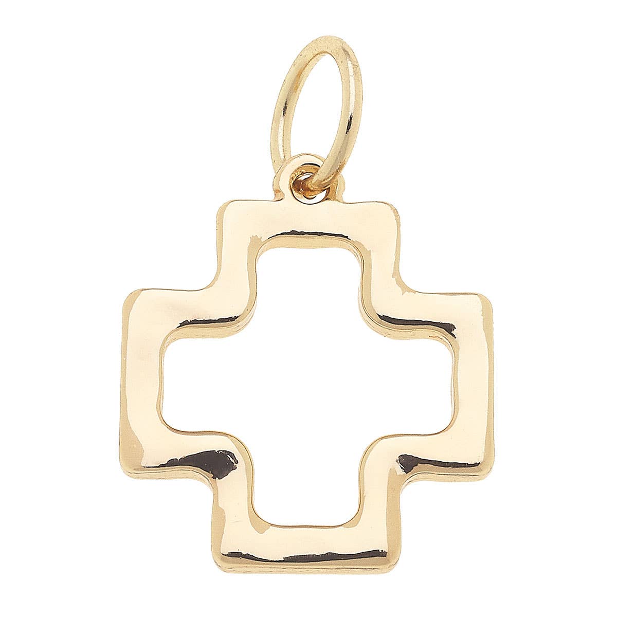 CANVAS STYLE CHARM BAR - Cross Outline Charm in Shiny Gold