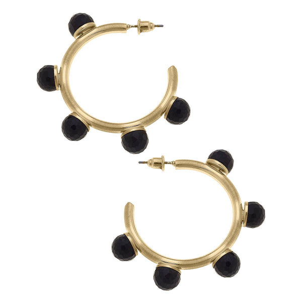 Allison Resin Beaded Hoop Earrings: Clear