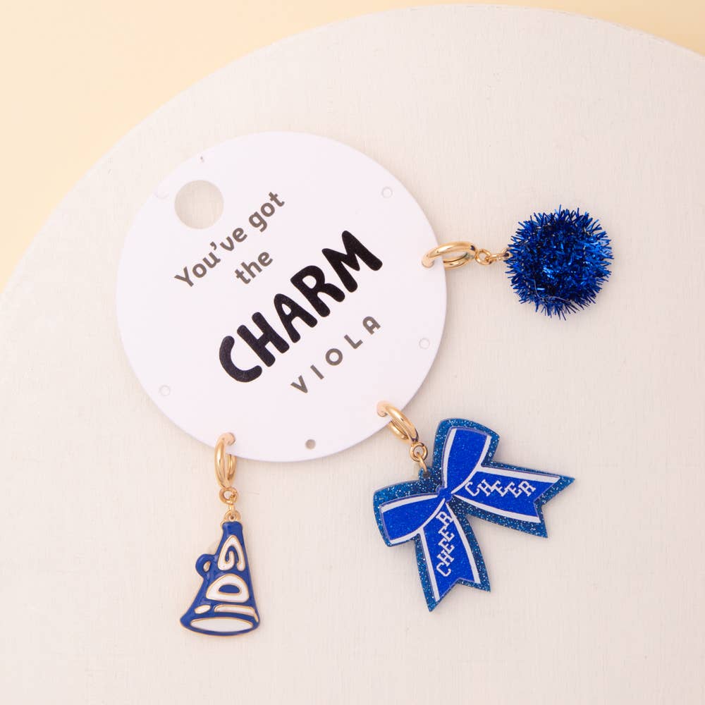 Charm Set Featuring Pom Pom, Megaphone, and Glittered Bow: Red White
