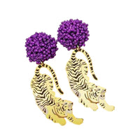 Scout Celebration Tailgate Tiger Earrings: Orange & Blue tigers OR  Purple Tigers