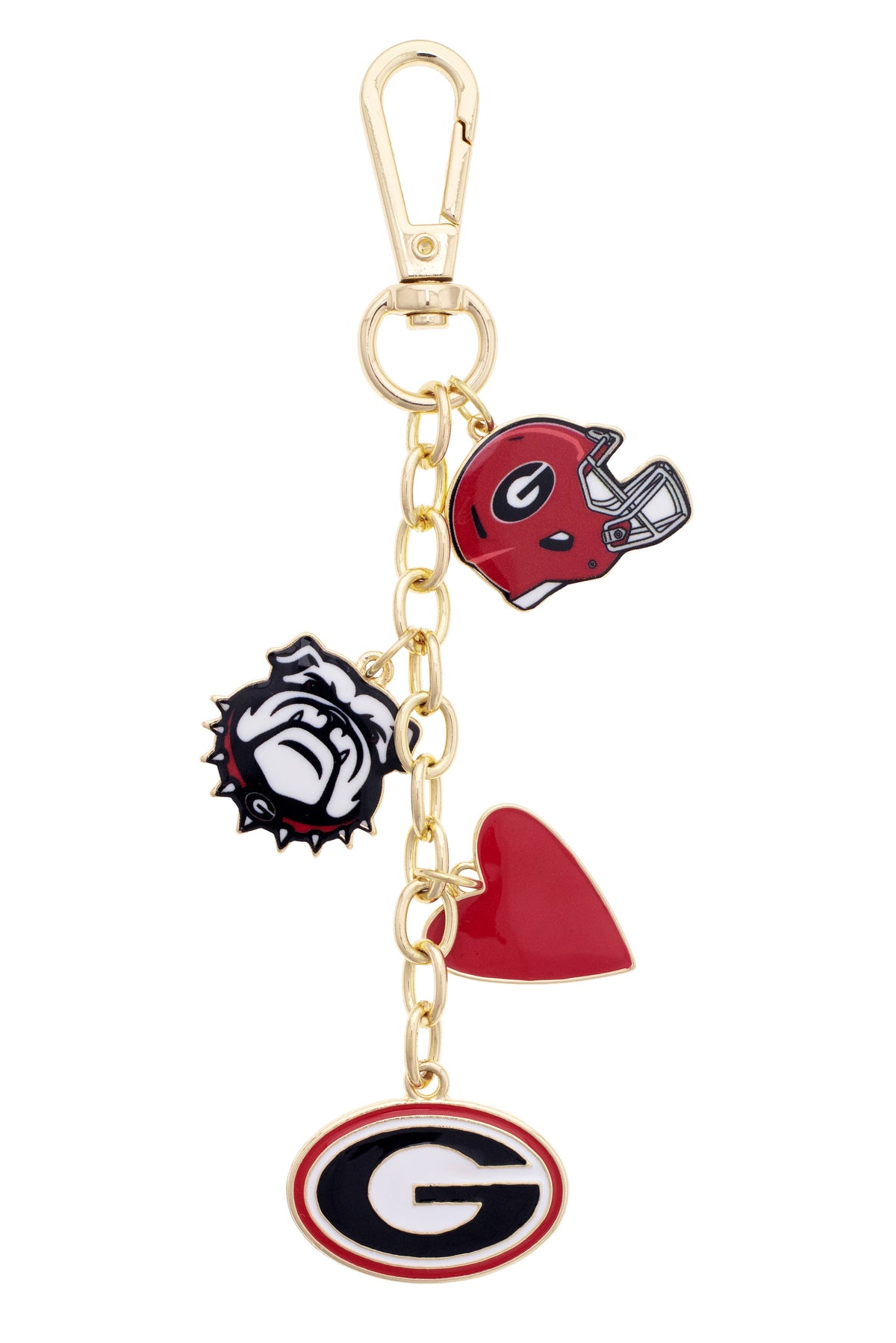 Georgia Bulldogs Heart Cluster Bag Charm
