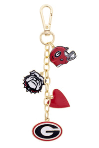Georgia Bulldogs Heart Cluster Bag Charm