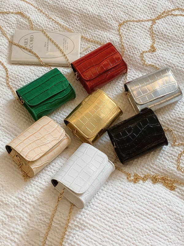 Chains Shiny Split-Joint Bags Crossbody Bags: BLACK / One_size