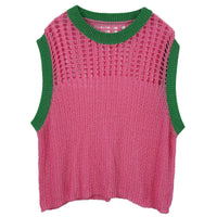 Vest Top Pink and Green Crochet for Women: Pink and Green