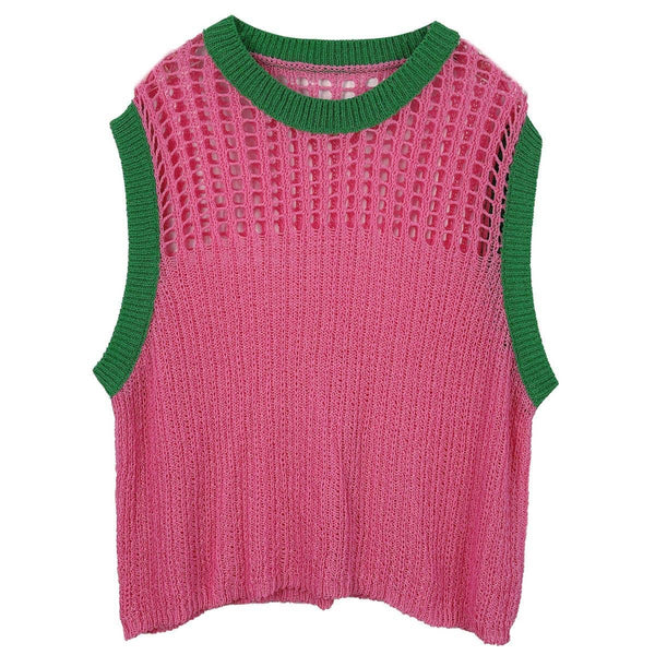 Vest Top Pink and Green Crochet for Women: Pink and Green