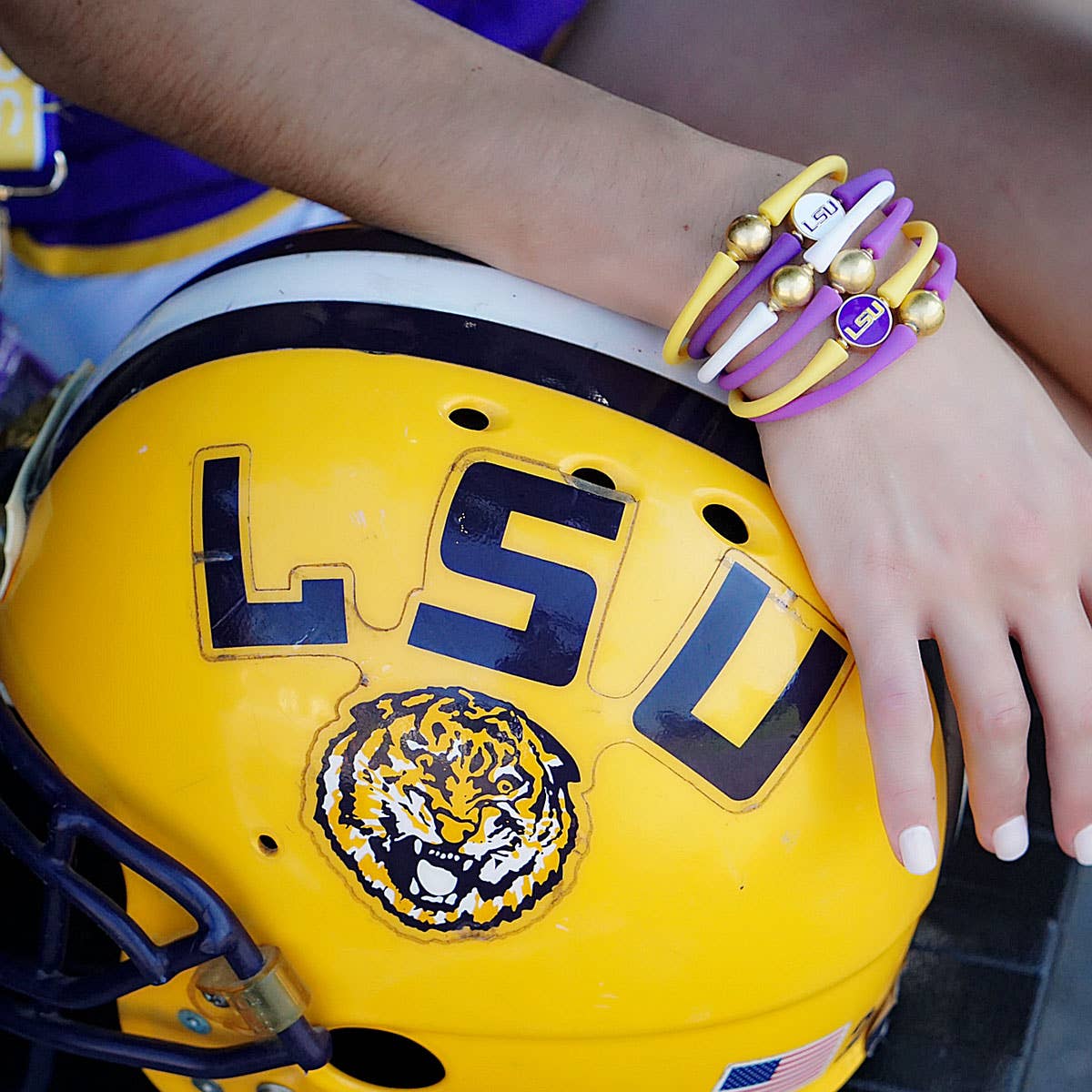 LSU Tigers Enamel Silicone Bali Bracelet: Yellow