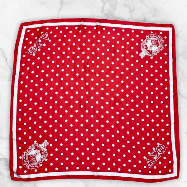 Delta Sigma Theta Sorority Red and White Polka Dot Square Sorority Scarf