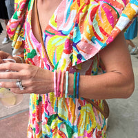 Waterproof Bamboo Bracelet | Travel-Ready Wristwear: Marbled Sea Green
