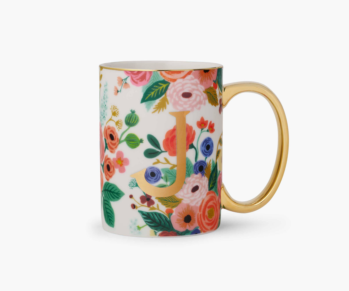 Garden Party Porcelain Monogram Initial Mug
