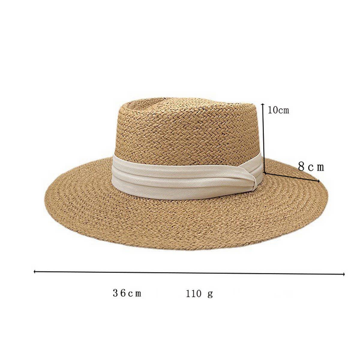 BEACH VACATION SUN FEDORA STRAW HATS FOR WOMEN_CWAH1151: KHAKIBLACK / (OS) 1