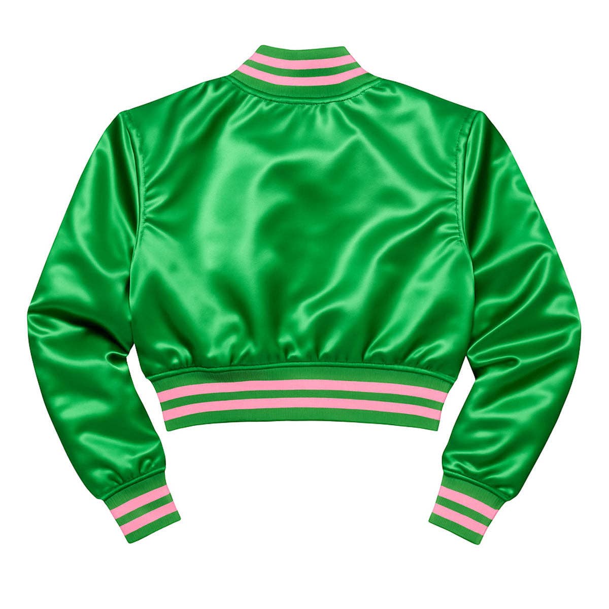 AKA Greek Apparel Cropped Satin Varsity Jacket