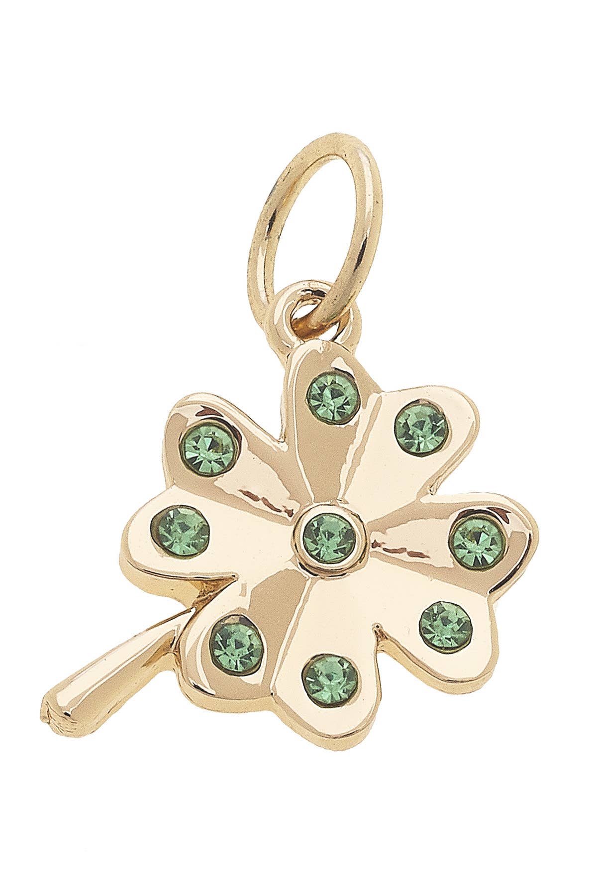 CANVAS STYLE CHARM BAR-Green Pave Shamrock Charm in Shiny Gold