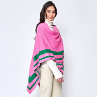 Striped Shoulder Strap Ruana Poncho
