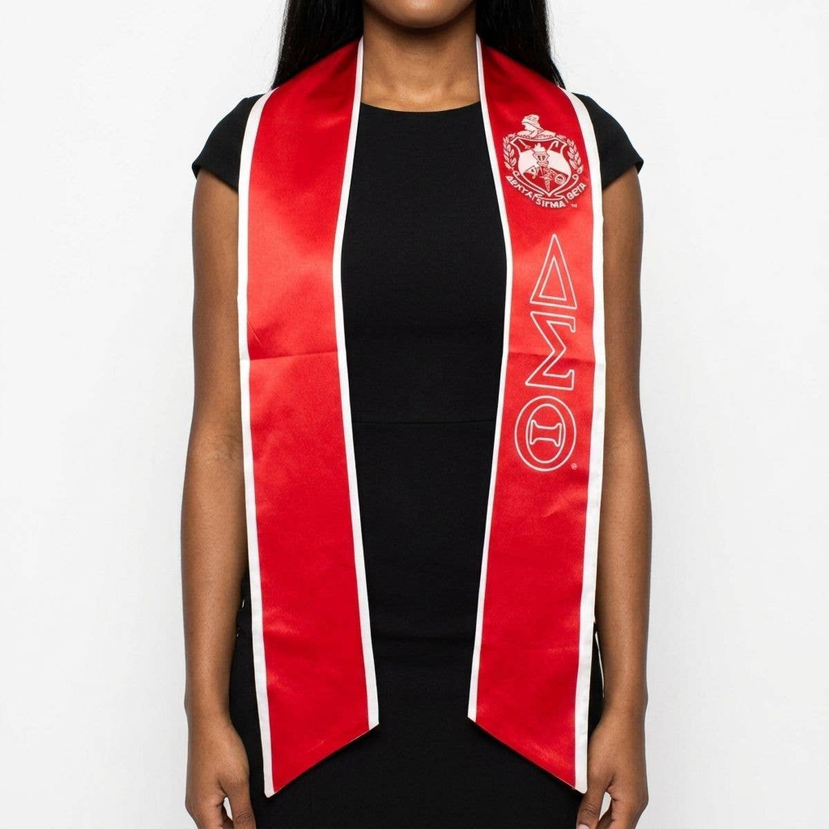 DST Print Legacy Honor Stole in Red with White: Color: Red and White / Plating: Multi Tone / Size: 72 x 5 inches