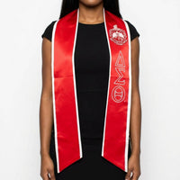 DST Print Legacy Honor Stole in Red with White: Color: Red and White / Plating: Multi Tone / Size: 72 x 5 inches