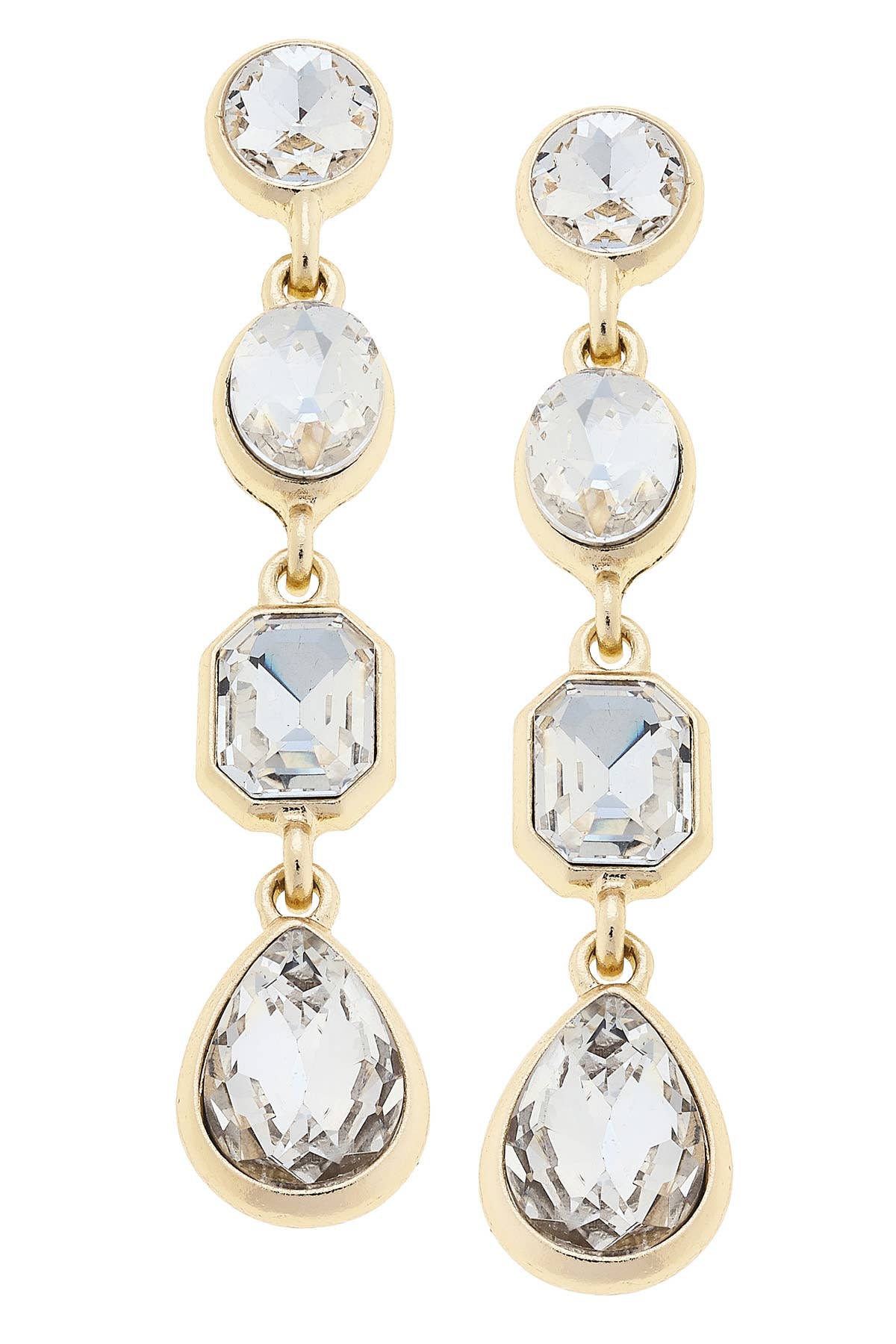 Daphne Rhinestone Linked Earrings: Red