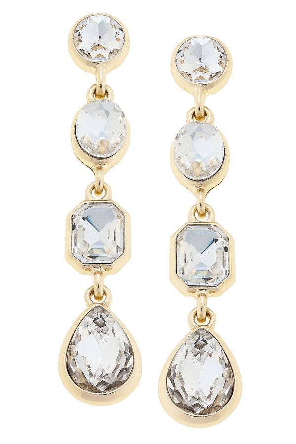 Daphne Rhinestone Linked Earrings: Red