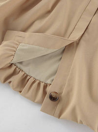 Bubble Sleeve Cropped Trench Coat Women Khaki N6D088: Khaki / S