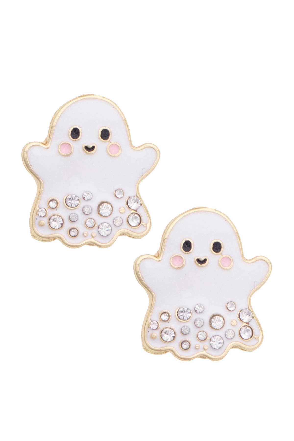 Rhinestone Ghost Stud Earrings in White