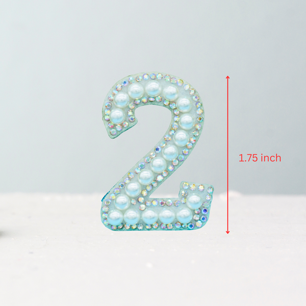 0-9 Number Set Pearl Rhinestone Patches