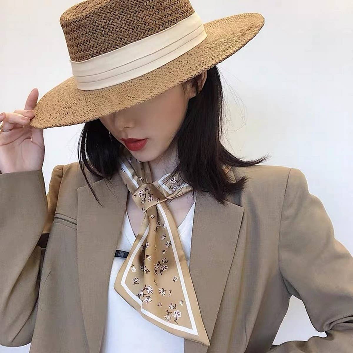 BEACH VACATION SUN FEDORA STRAW HATS FOR WOMEN_CWAH1151: KHAKIBLACK / (OS) 1