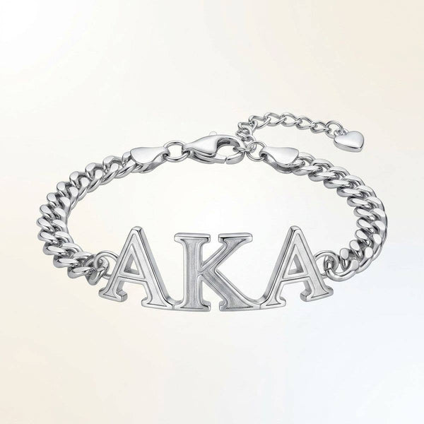 AKA Sorority Silver Chain Greek Letter Bracelet