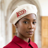 Delta Sigma Theta Red Fortitude Rhinestone Brooch: Red and White / Rhodium / 1.5 x 2.75 inches