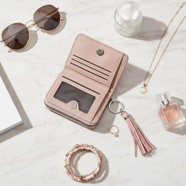AKA Pink Tassel Keychain Zipper Wallet