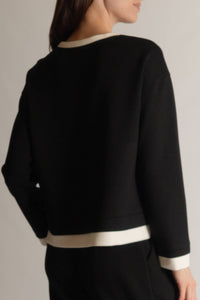 P. CILL Butter Modal Contrast Border Top: Black/Ivory / Large