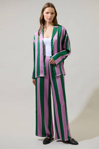 Pink & Green Rag Striped Wide Leg Pants