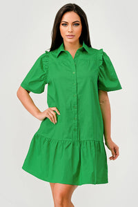 Cindy Short Sleeve Collared Button Down Dress
