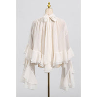 Cami Chiffon Tiered Loose Long Sleeve Sheer Blouse Top
