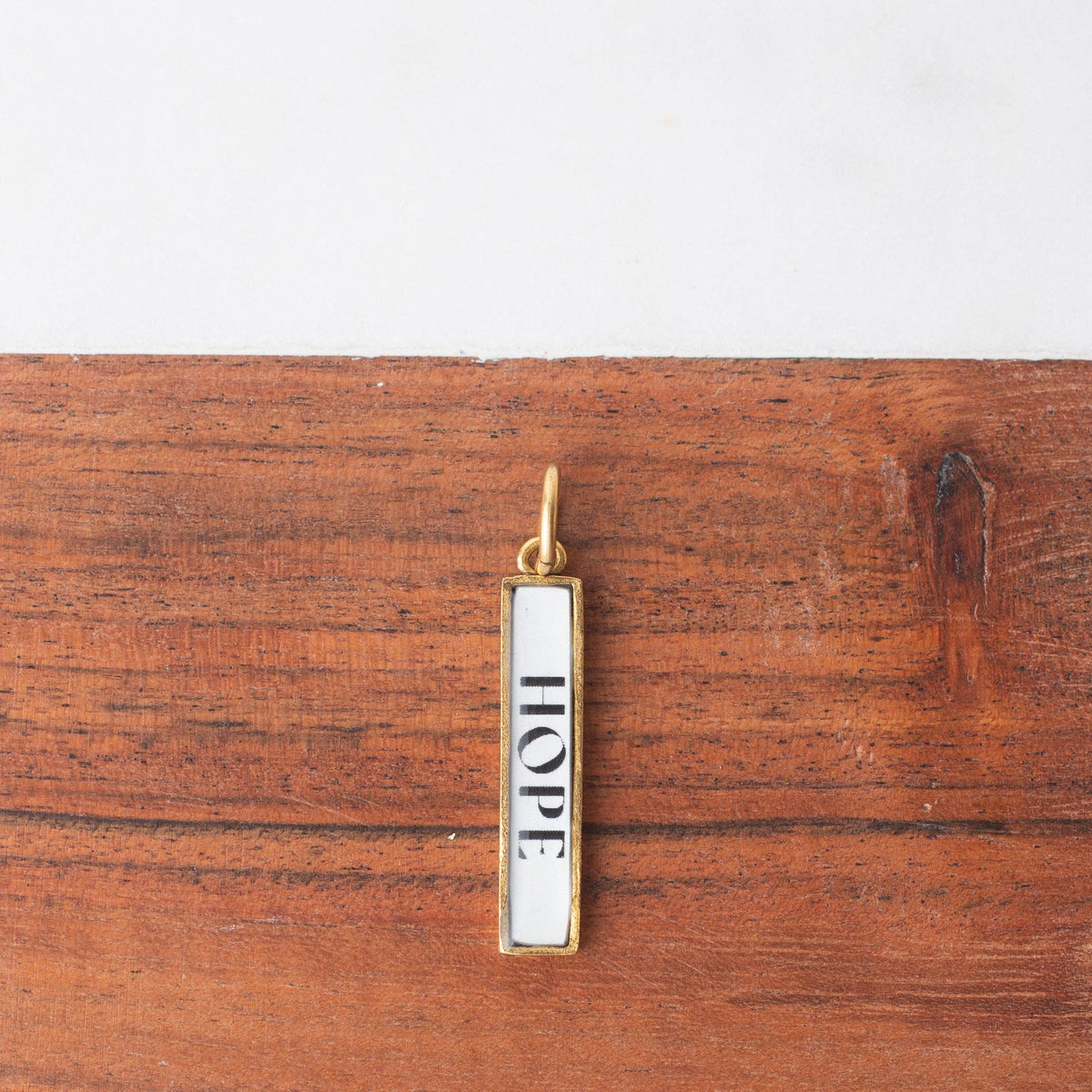 Charm Bar - Hope Framed Pendant Charm: Antique Gold