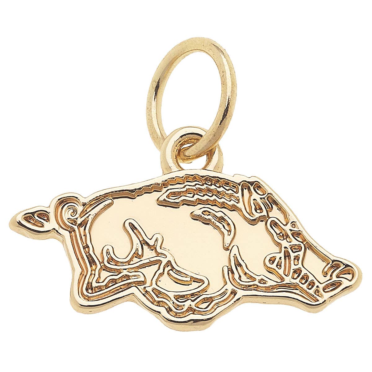 CANVAS STYLE CHARM BAR-Arkansas Razorbacks Shiny Gold Logo Charm