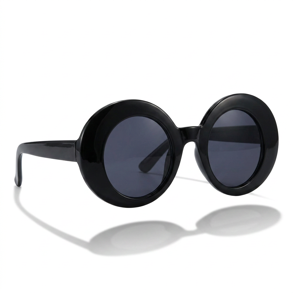 Daring Plastic Round Sunglasses: Pink green