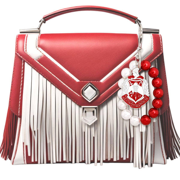 DST Red White Pearl Shield Keychain