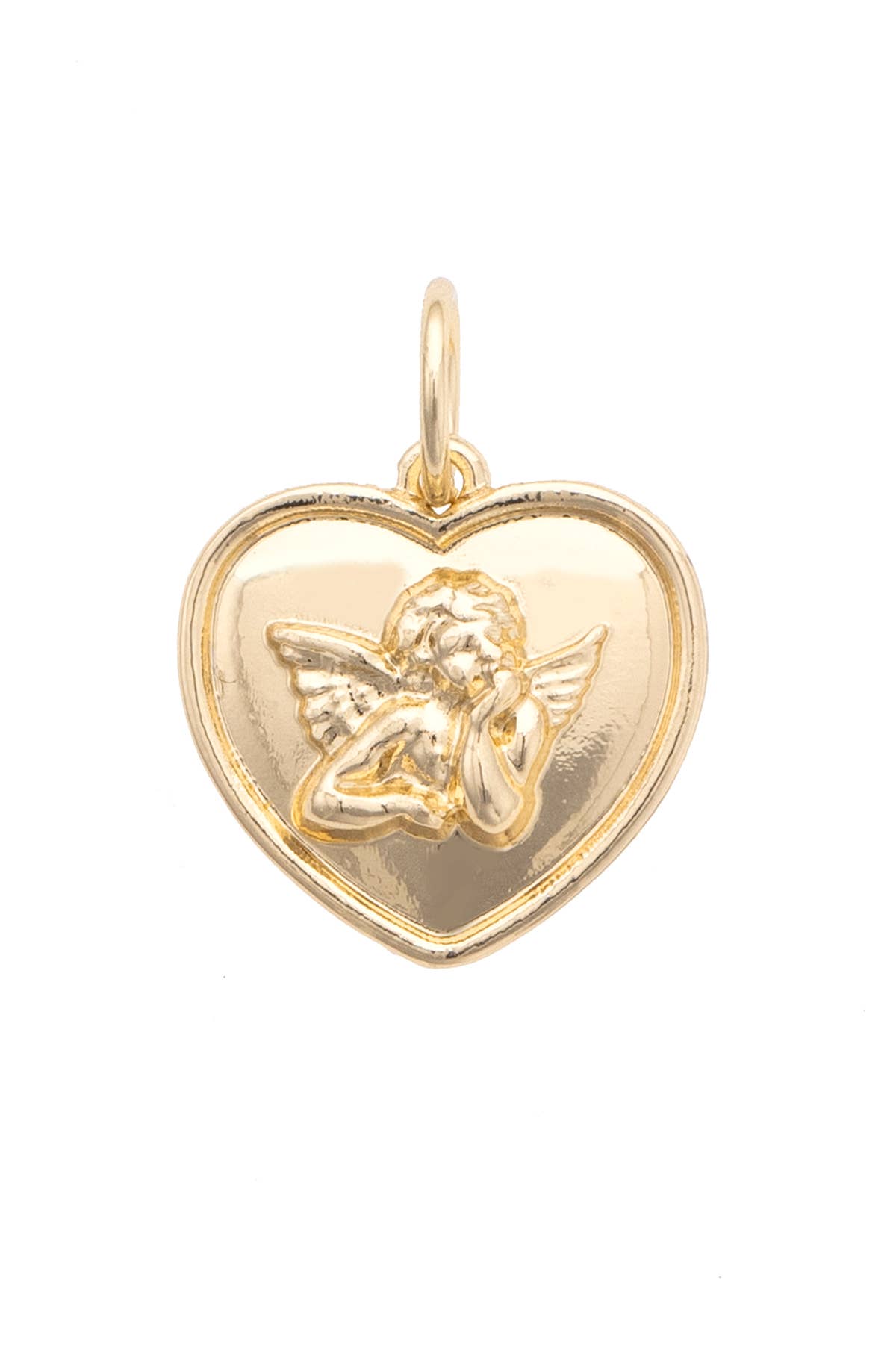 CANVAS STYLE CHARM BAR-Cherub Heart Charm in Shiny Gold