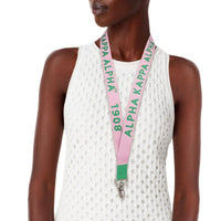 AKA Pink Canvas Lanyard ID Badge Clip Women