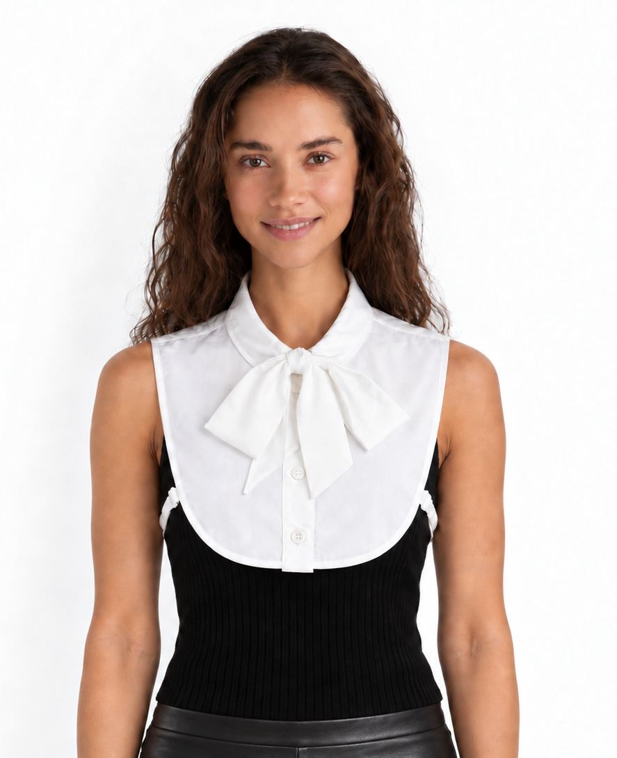 Cici White Bow Collar Chemisette