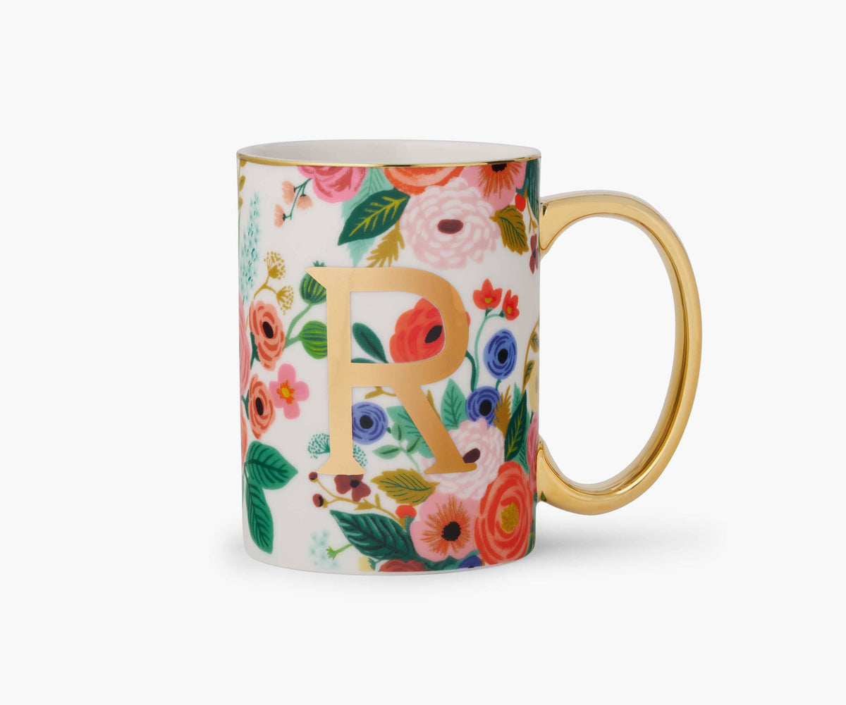 Garden Party Porcelain Monogram Initial Mug