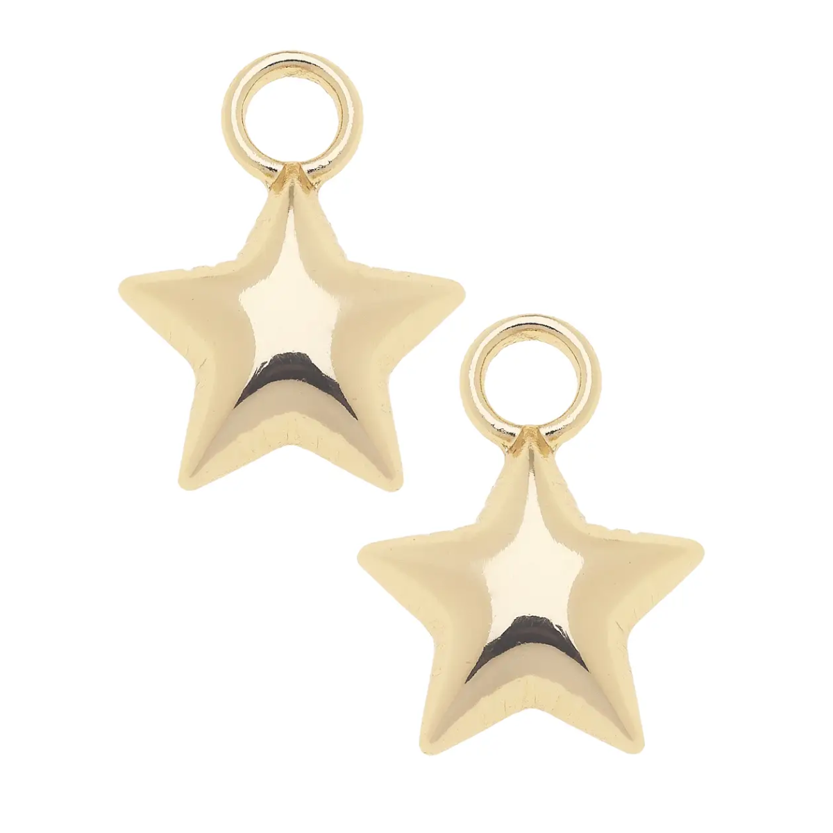 CANVAS STYLE CHARM BAR-Puffy Star Huggie Charm (Set of 2) in Shiny Gold
