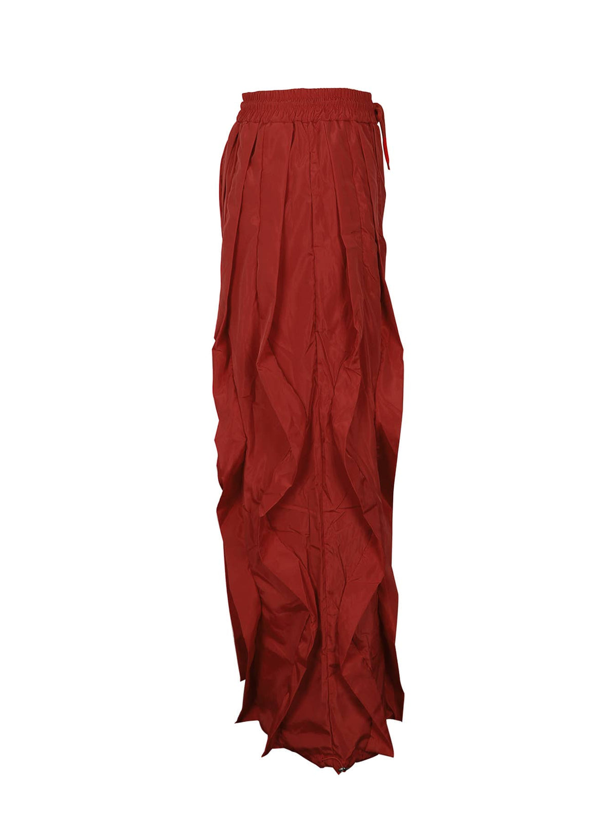 Ruched Drawstring Trousers Wide-Leg Parachute Pants: Green / S