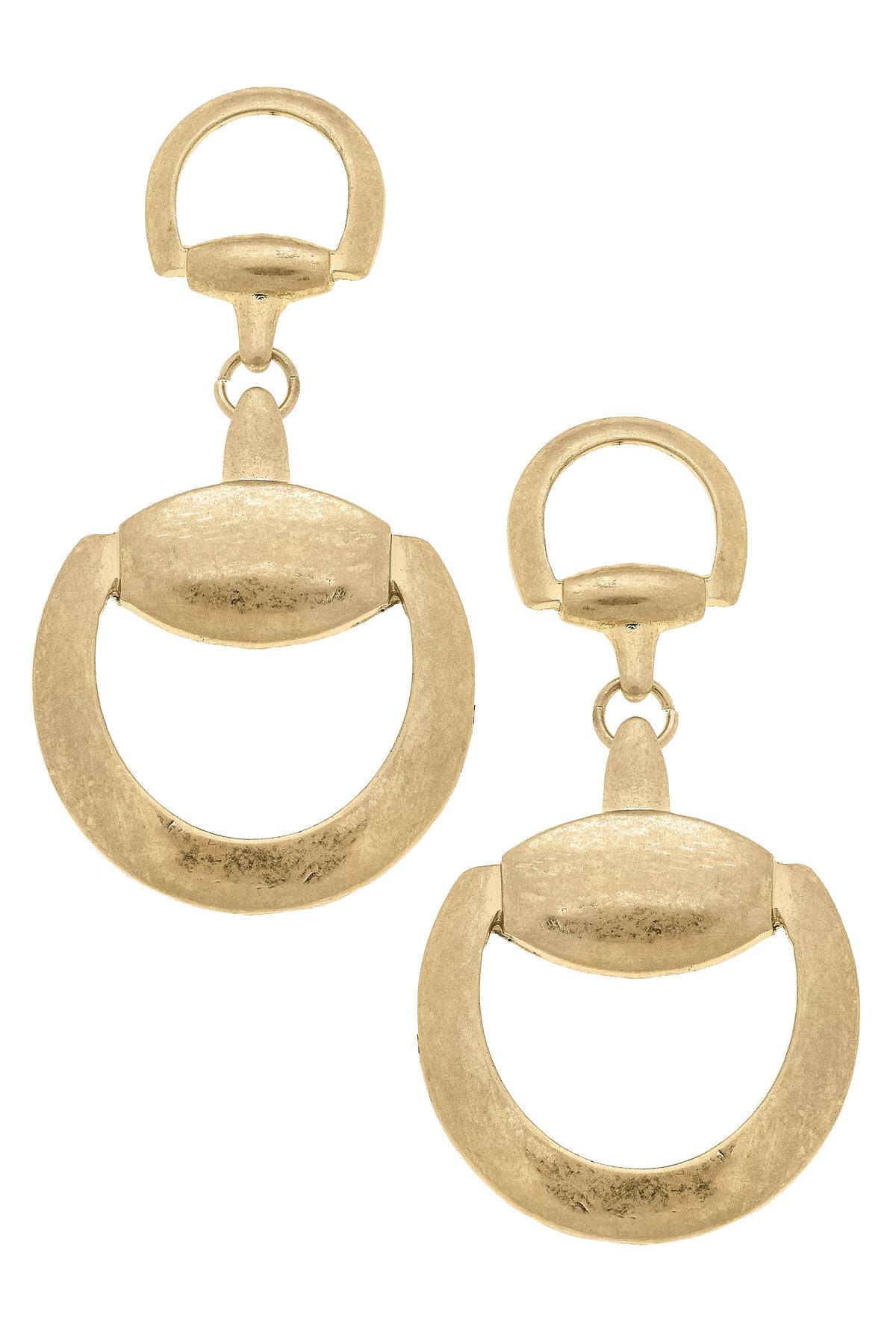 Elise Horsebit Drop Earrings in Shiny Gold