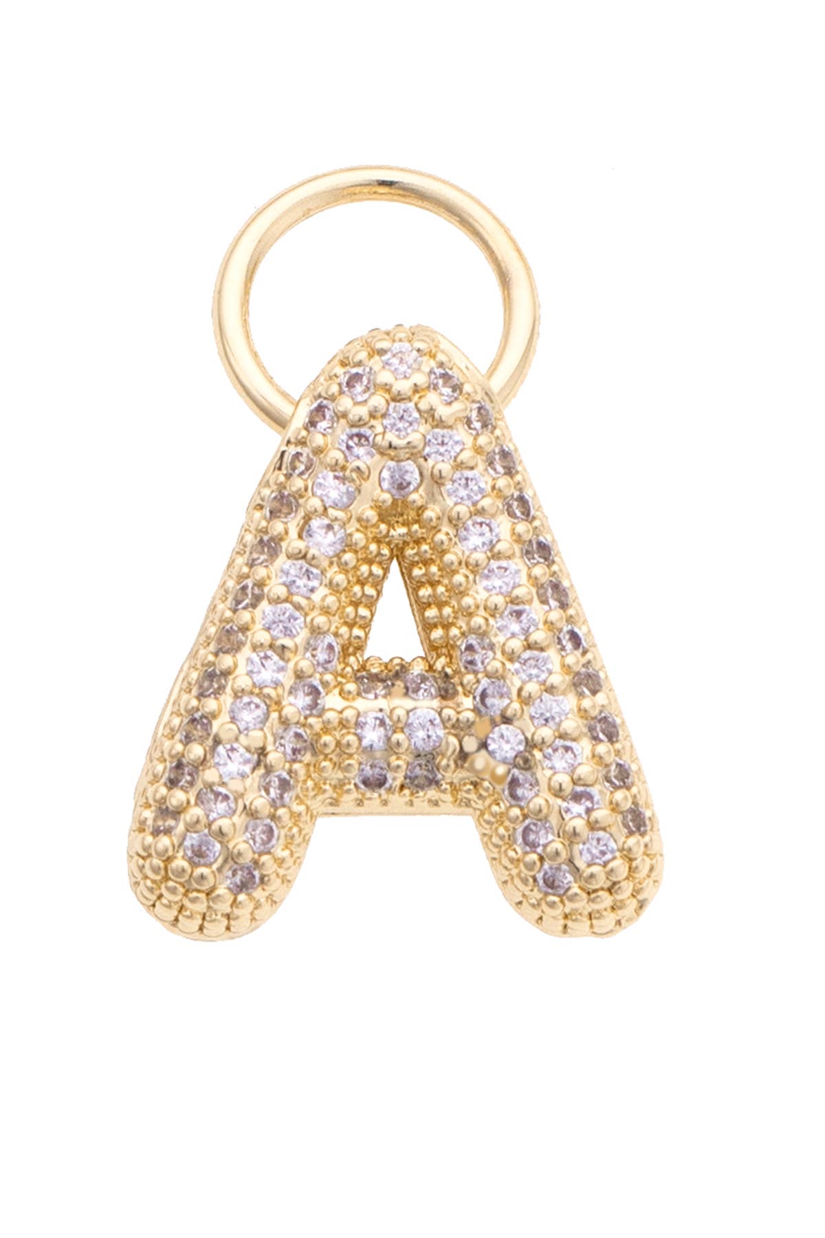 Canvas Style Charm Bar Letter Pave Initial Charm in Shiny Gold
