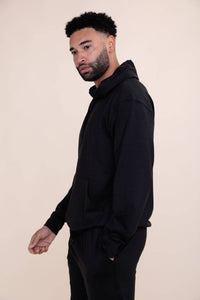 Melange Hoodie Pullover - BLACK