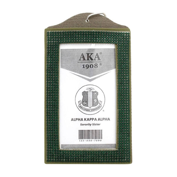 AKA Green Sparkle Sorority Pride ID Badge Holder: Color: Green / Plating: Multi Tone / Size: 5 x 2.8 inches