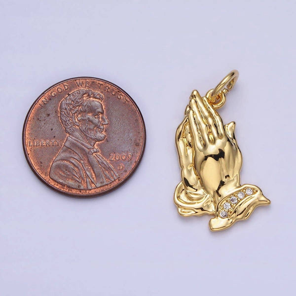 24K Gold Filled Prayer Hands Religious Add-On Charm | AC372