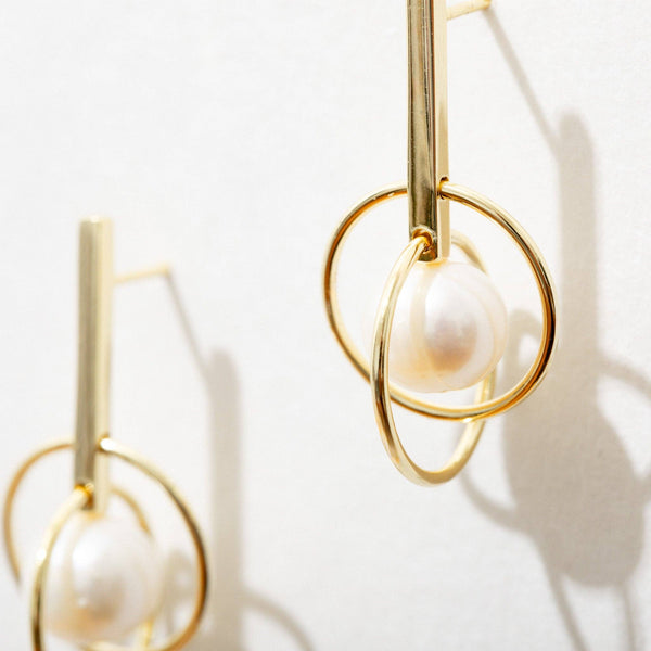 Pearl Geo 14K Gold Plated Drop Earrings