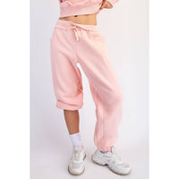 FLEECED TERRY FLOW JOGGER PANTS: Peach Pink / S-M-L(2-2-2)
